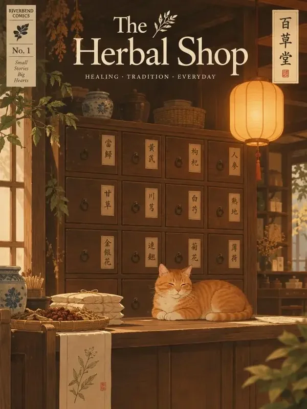 四季药铺的猫封面插画，民间奇谈题材作品